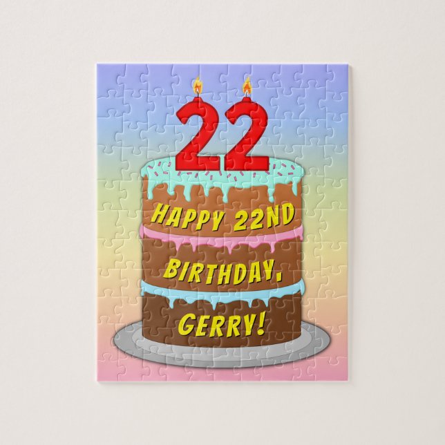 22. Geburtstag: Fun Cake and Candles + Individuell (Vertikal)