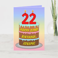 22. Geburtstag — Fun Cake & Candles, w/Individuell