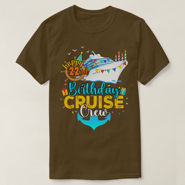 22. Geburtstag Kreuzfahrt Crew T-Shirt (Design vorne)