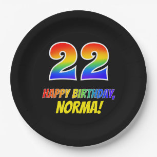 22. Geburtstag: kühl, Spaß, einfach, Regenbogen  Pappteller