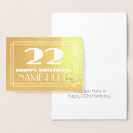 22. Geburtstag: Name + Art Deco Inspiriert Look "2 Folienkarte