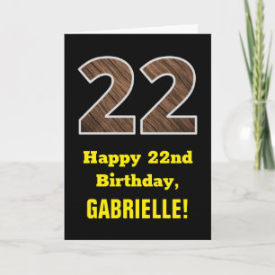 22. Geburtstag: Name, Faux-Holzmaserung Muster "22 Karte