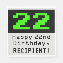 22. Geburtstag - Nerdy / Geeky Style "22" & Name Serviette