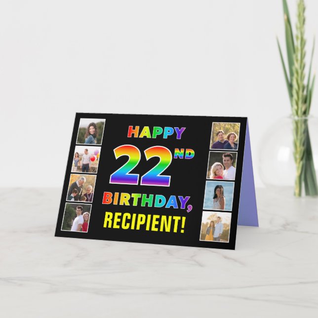 22. Geburtstag: Regenbogentext, benutzerdefinierte Karte (Vorderseite)