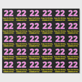 22. Geburtstag: Rosa Streifen und Herzen "22" + Na Geschenkpapier