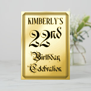 22. Geburtstagsparty — Elegantes Script + Individu Folieneinladung