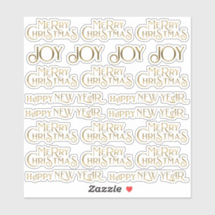 22 Gold Frohe Weihnachten Glück Neues Jahr & Freu Aufkleber