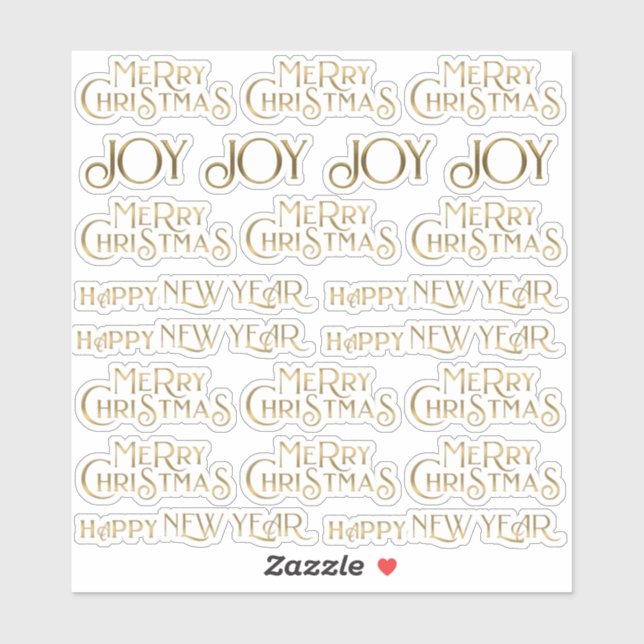 22 Gold Frohe Weihnachten Glück Neues Jahr & Freud Aufkleber (Blatt)