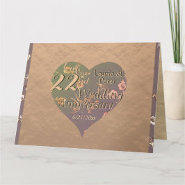 22. Hochzeitstag - Coppery Heart Rose Karte