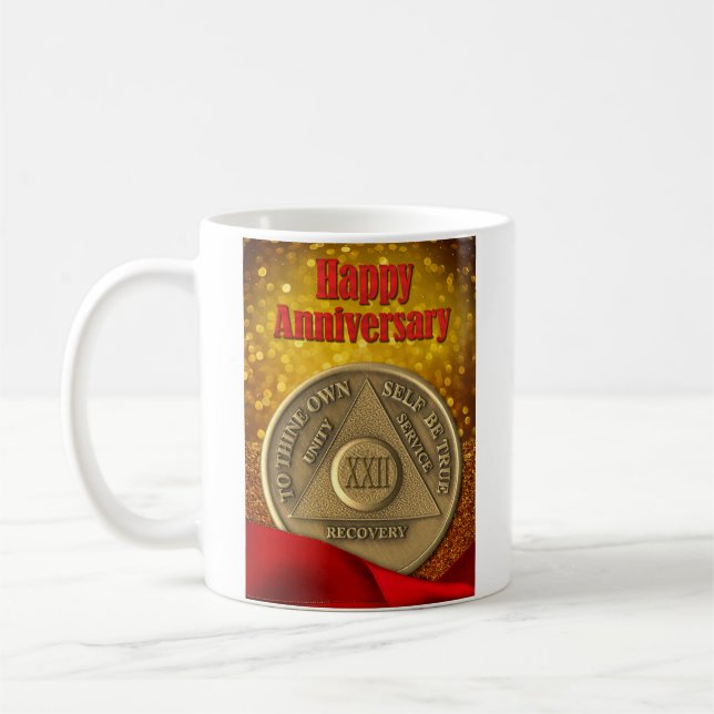 22 Jahre INDIVIDUELLE NAME OM Coin Glitzer Kaffeetasse (Links)