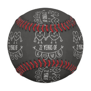22. Jubiläum Geschenk Chalk Herzen Baseball