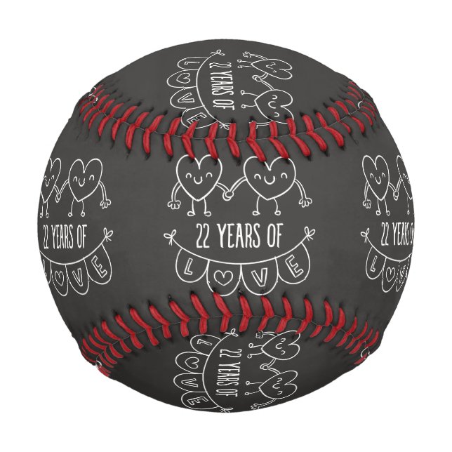 22. Jubiläum Geschenk Chalk Herzen Baseball (Vorderseite)