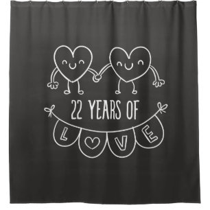 22. Jubiläum Geschenk Chalk Herzen Duschvorhang