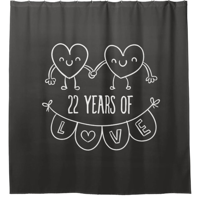 22. Jubiläum Geschenk Chalk Herzen Duschvorhang (Vorderseite)