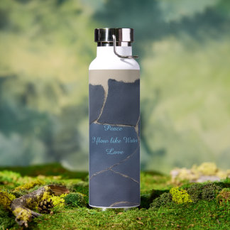 22 oz Water Bottle Peace, Love Blue Papercut Art Trinkflasche