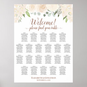 22 Tabelle Blush Peach Floral Wedding Chart Poster