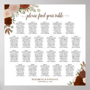 22 Tabelle Herbst Blumenchic Hochzeitstabelle Poster