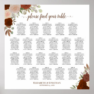 22 Tabelle Herbst Blumenchic Hochzeitstabelle Poster