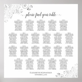 22 Tafellacy Silver White Wedding Seating Chart Poster