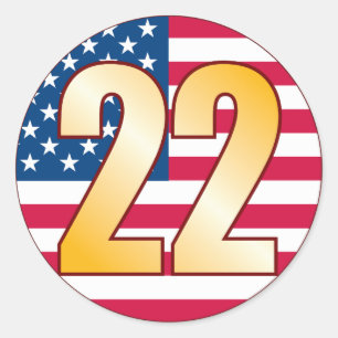 22 USA Gold Runder Aufkleber
