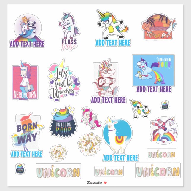 22 x Shaped UNICORN Funny Niedlich Kawaii Dab Emoj Aufkleber (Blatt)