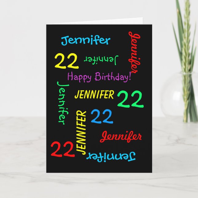 22e Anniversaire Carte personnalisée N'importe que (Devant)