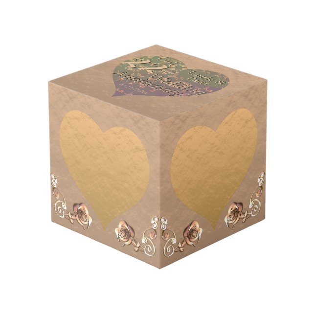 22e anniversaire de Mariage Cube de prune de cuivr (Angle devant)