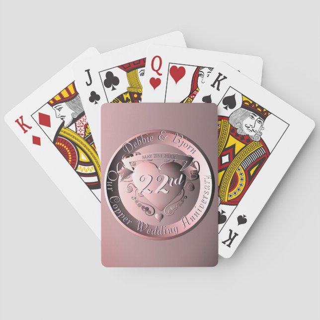 22e anniversaire Mariage de cuivre cartes de jeu (dos)