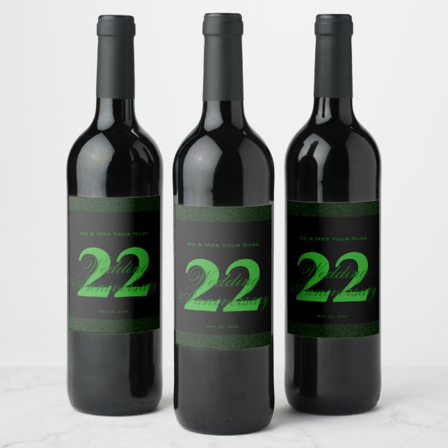 22e anniversaire Mariage Étiquette de vin personna (Bouteilles)