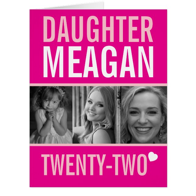 22e anniversaire trois photos fille rose (Devant)