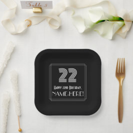22nd Birthday — Art Deco Inspired Look “22” + Name Pappteller