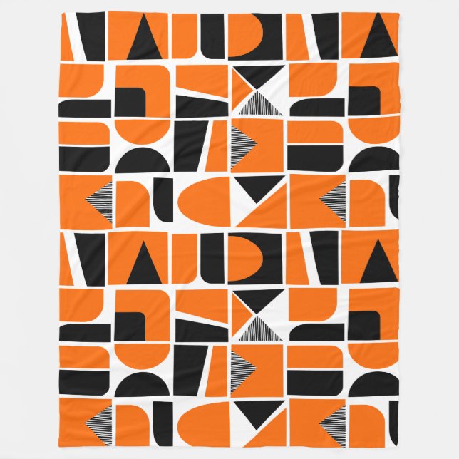 230616 - Orange und Schwarz. Fleecedecke (Vorderseite)