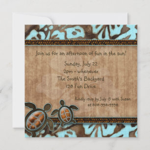 232 Invitation pour une fête Luau Tortue Bleu Marr