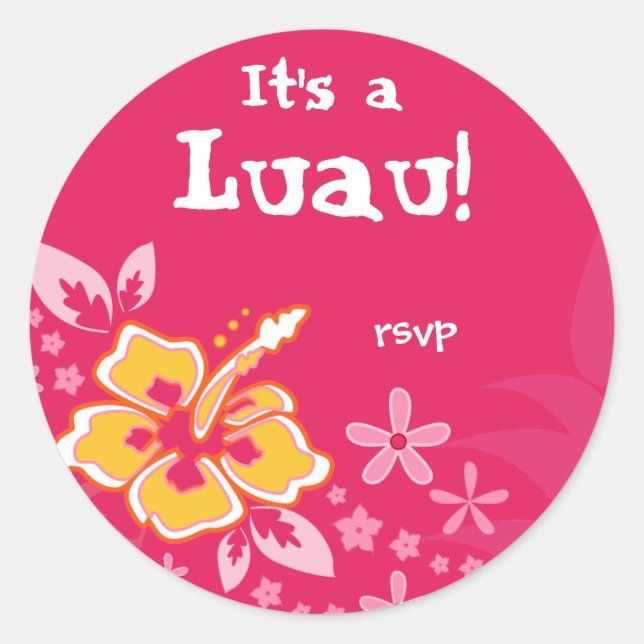 232 Luau Party UAWG Stickers Hibiskus Pink (Vorderseite)
