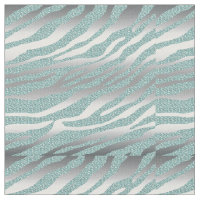 232 Zebra Glitzer Silver Aquamarin Blue Fabric Mus