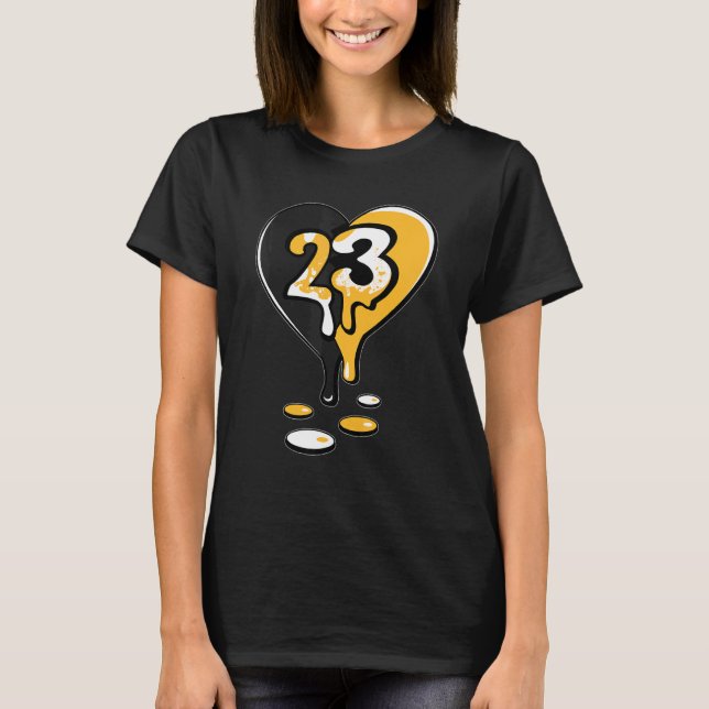 23 Drip Heart OG Yellow Toe 1s Matching T-Shirt (Vorderseite)