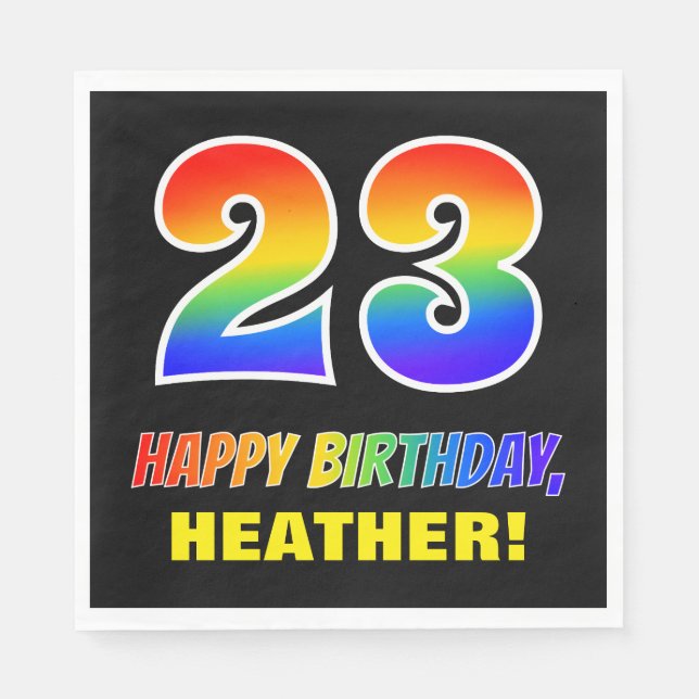 23. Geburtstag: Bold, Fun, Simple, Rainbow 23 Serviette (Vorderseite)