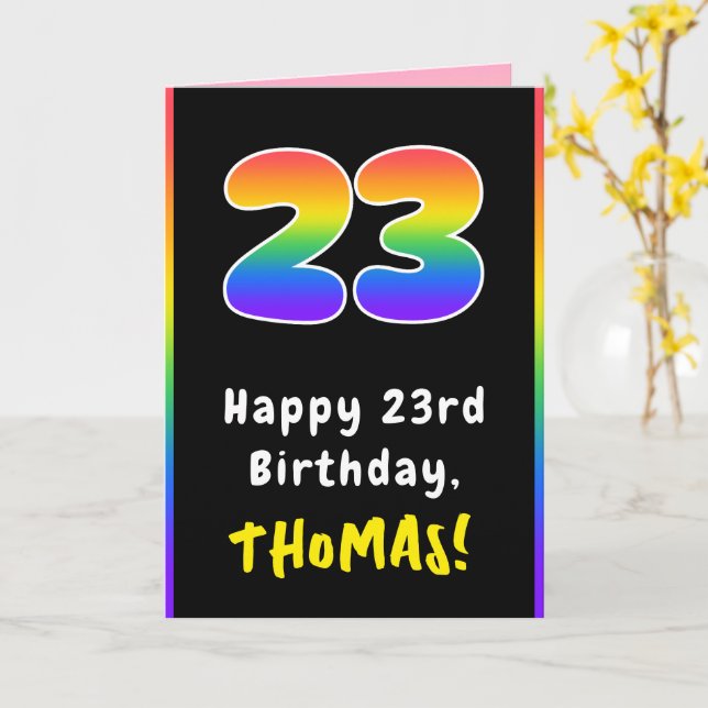 23. Geburtstag: Farbiger Regenbogen # 23, Individu Karte (Gelbe Blume)