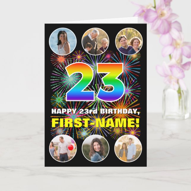 23. Geburtstag: Fun Rainbow #, Individuelle Name & Karte (Orchidee)