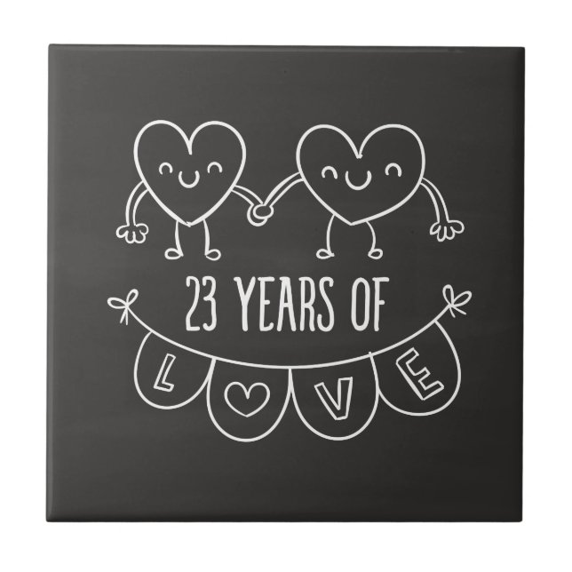 23. Geburtstag Geschenk Chalk Herzen Fliese (Vorderseite)