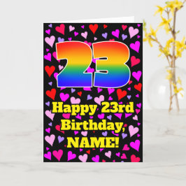 23. Geburtstag: Loving Hearts Pattern, Regenbogen  Karte