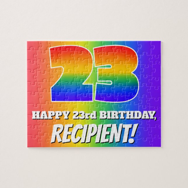 23. Geburtstag — mehrfarbiges Regenbogenmuster "23 (Horizontal)