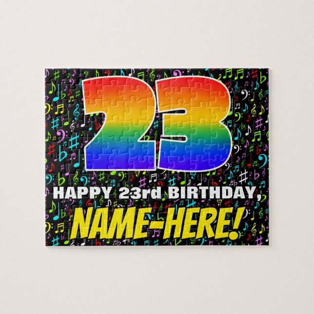 23. Geburtstag — Spaß, farbenfrohe Musiksymbole &  (Horizontal)