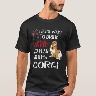 23 Ich will nur Wein trinken Corgi T-Shirt