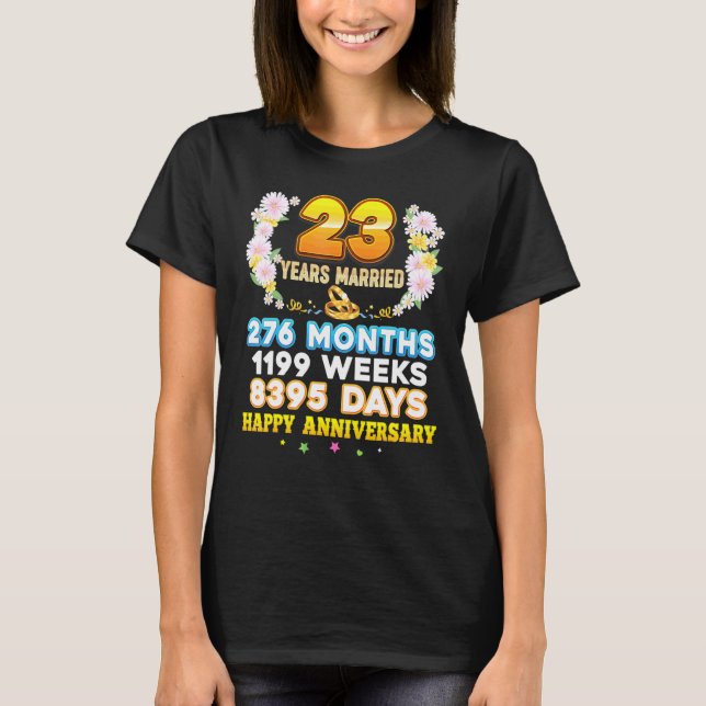 23 Jahre Verheiratet Happy 23. Wedding Anniversary T-Shirt (Vorderseite)