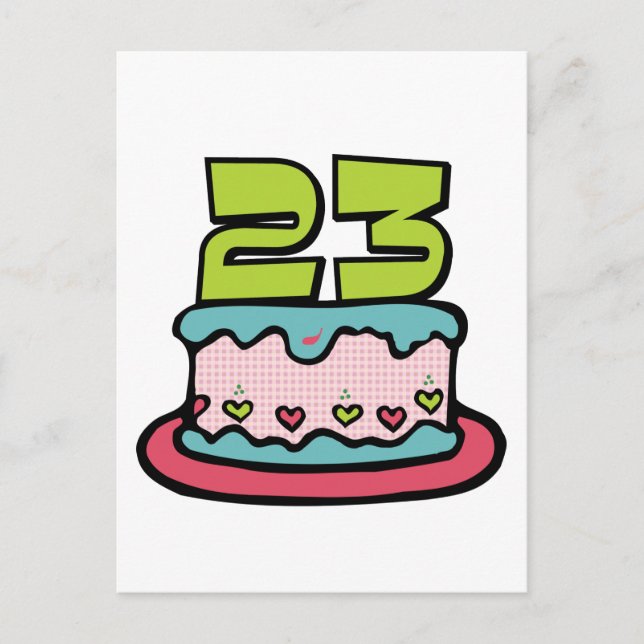 23-jähriger Geburtstagskuchen Postkarte (Vorderseite)