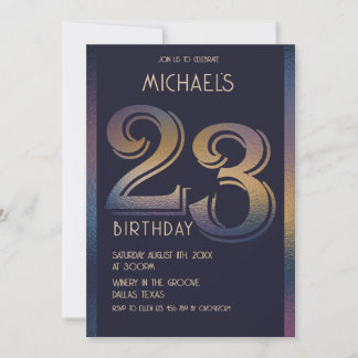 23. lila und goldener Geburtstag Einladung