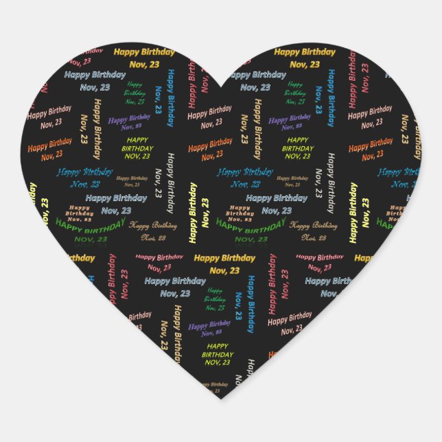 23. November Herz-Aufkleber (Vorderseite)