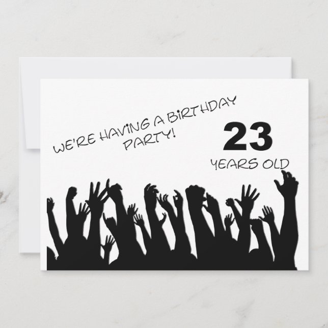 23. Party Einladung mit jubelnden Massen (Vorderseite)