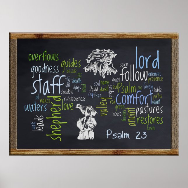 23. Psalm Chalkboard 1 Poster (Vorne)